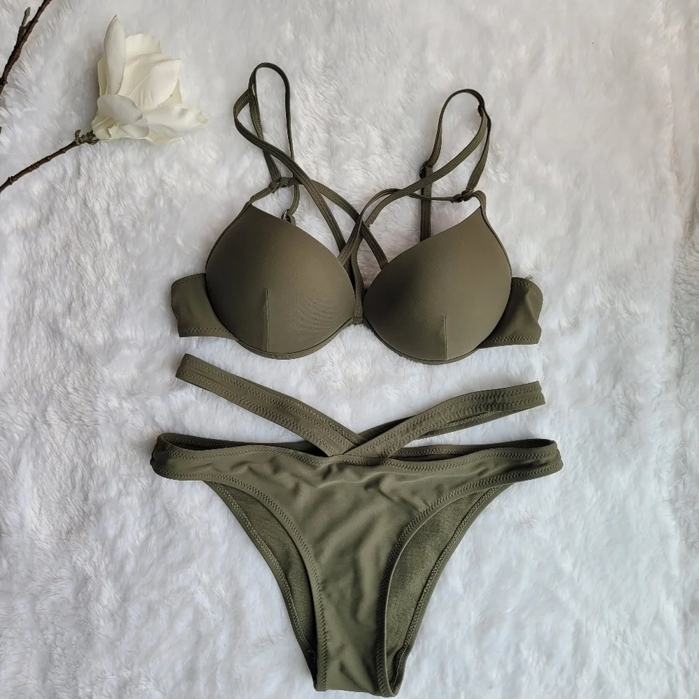 SHEIN Cut Front Bustier Bikini Set